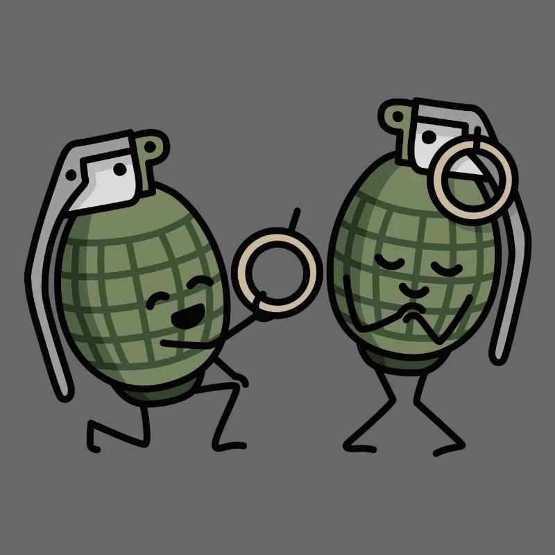 Hand Grenade Marriage Proposal Couples Army Ring Engaged