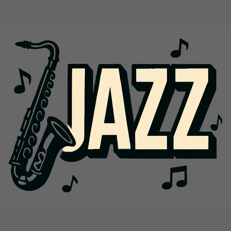Typography jazz saxophone musical notes