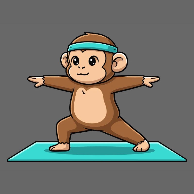 Yoga Monkey Ape Doing Warrior Pose
