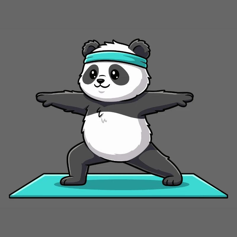 Yoga Panda Bear Doing Warrior Pose