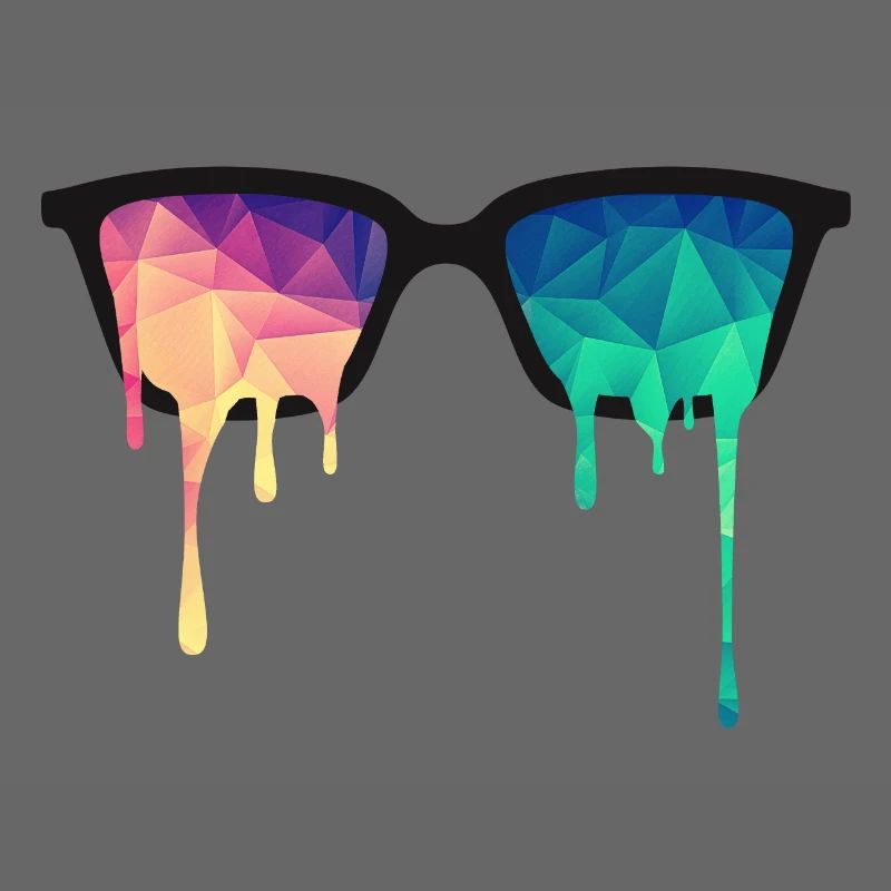 Abstract Psychedelic Nerd Glasses with Color Drops