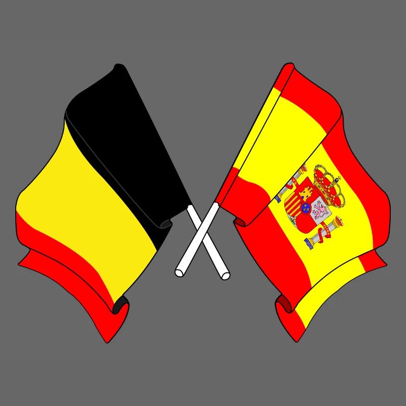 Drapeau Belgique, drapeau Espagne