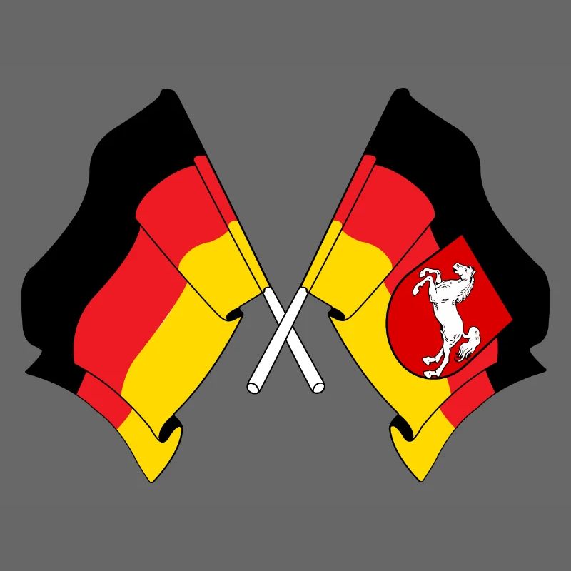 Drapeau de l’Allemagne et drapeau de la Basse-Saxe croisés