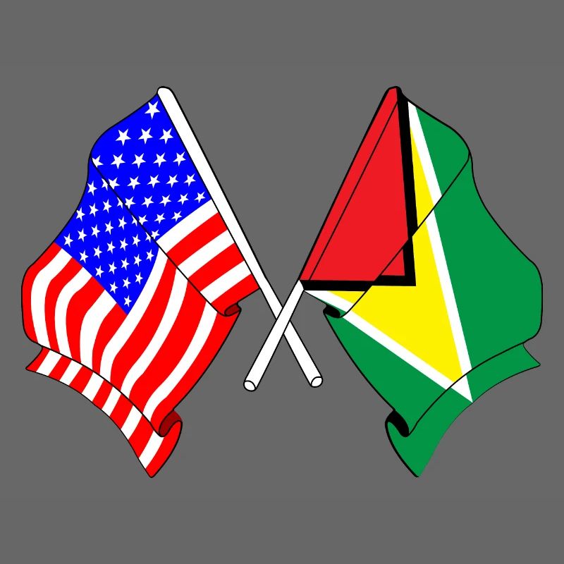 Drapeau des États-Unis et drapeau de la Guyane