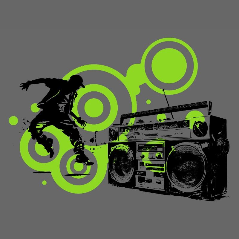 Circles Lime Abstract Black Dancer Hip Hop