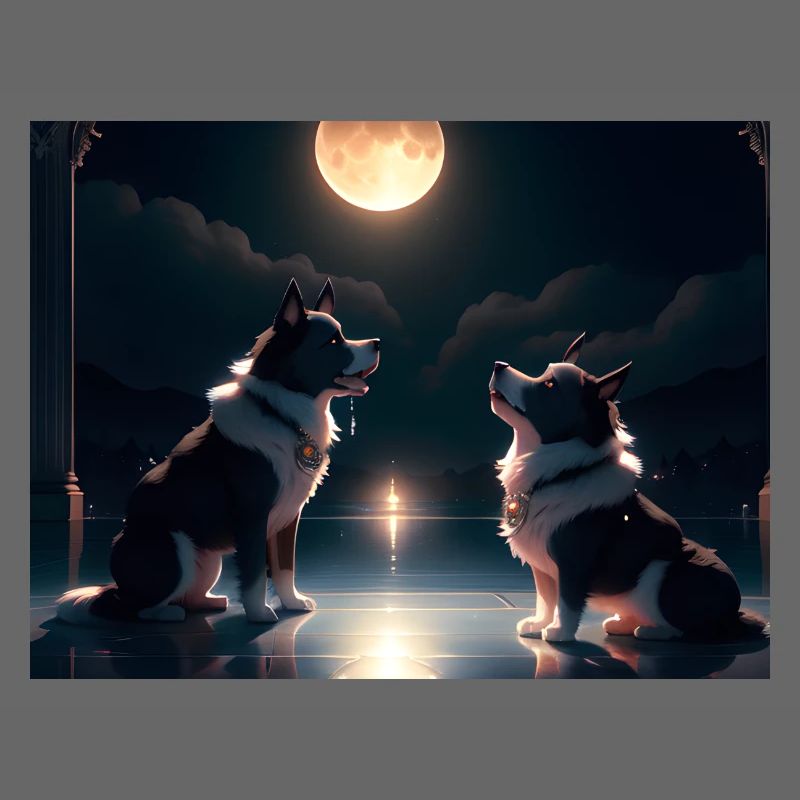 Moonlit Canine Duet