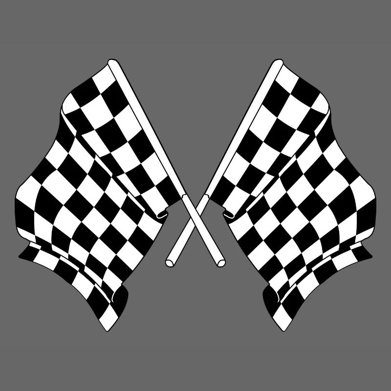 Deux drapeaux de course automobile croisés départ arrivée