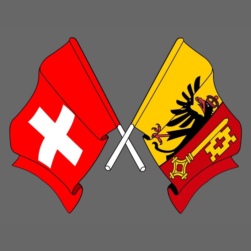Flagge Schweiz und Flagge Kanton oder Genf