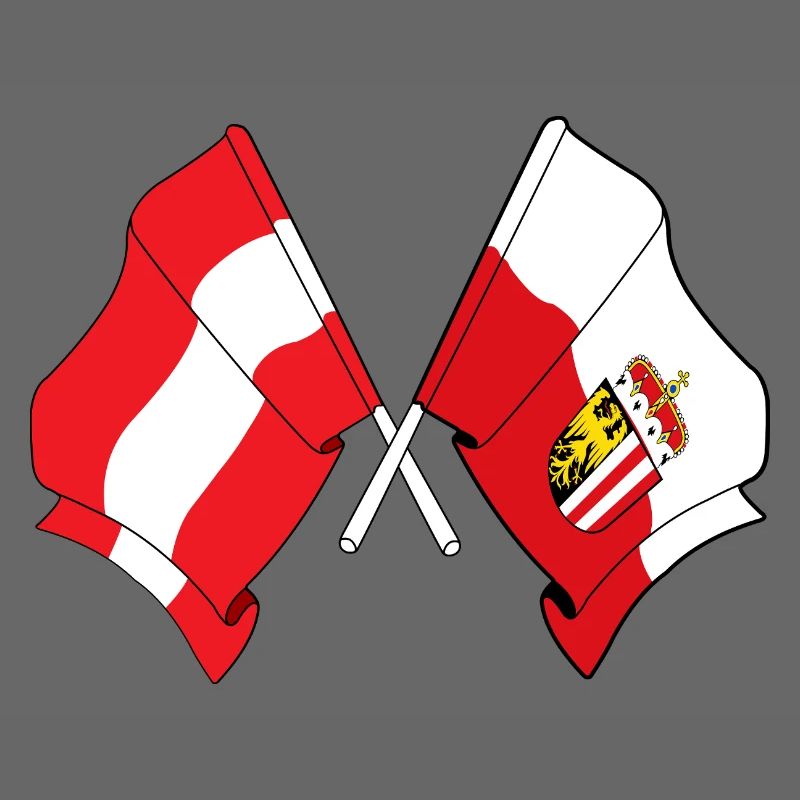 Austria & Upper Austria Flag Crossed