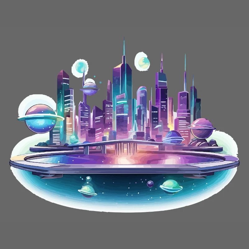 Silhouette de la Cité Spatiale Néon
