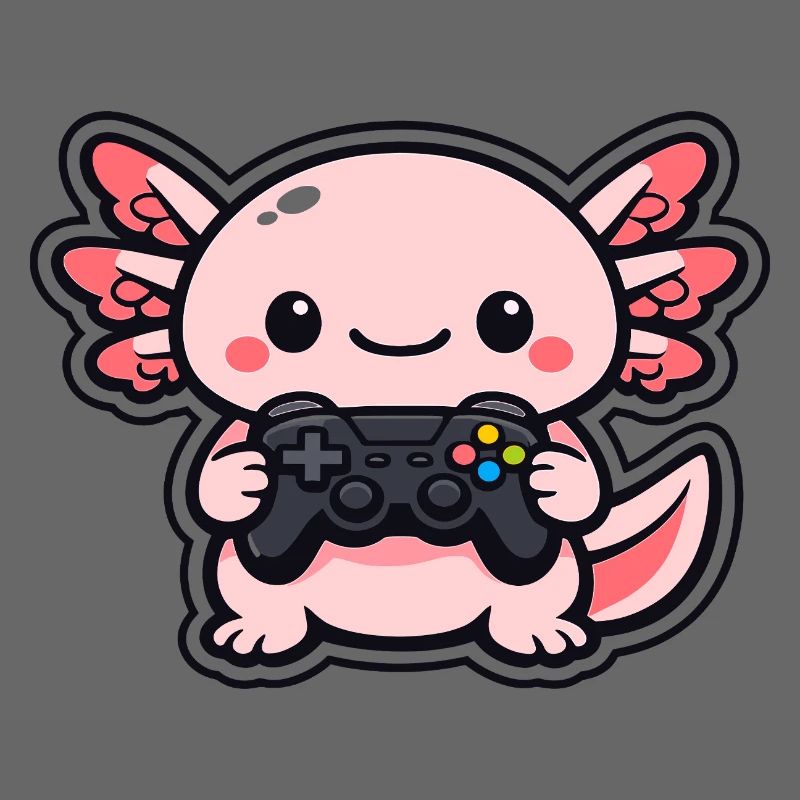 Kawaii axolotl mit Controller