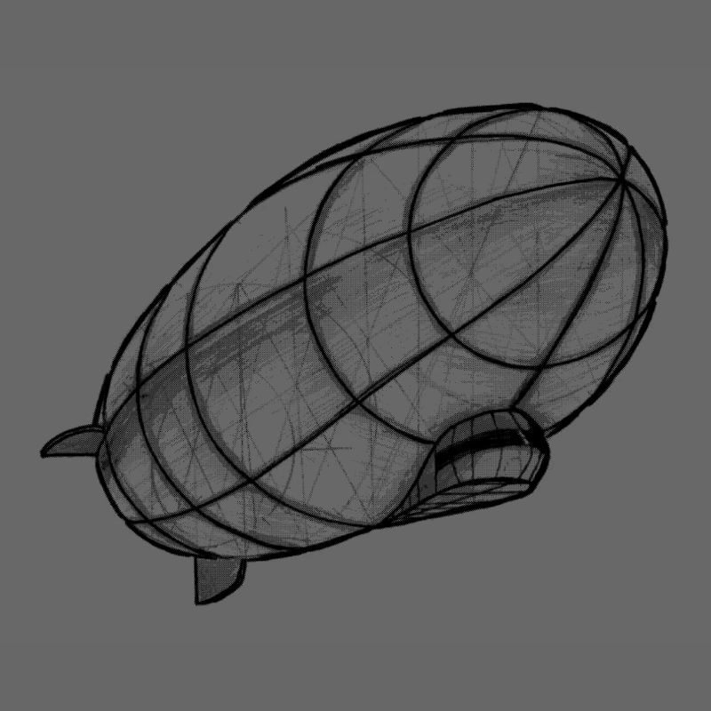 Zeppelin dessinant la perspective