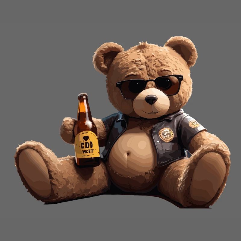 Biker Teddybär mit Bier