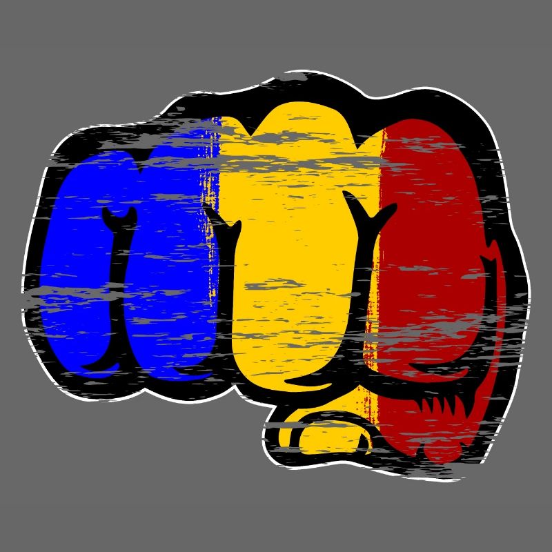 Roumanie drapeau main poing utilisé