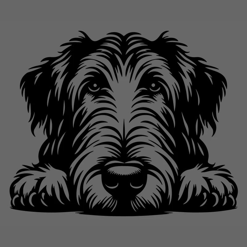 Irish Wolfhound Head with Paws
