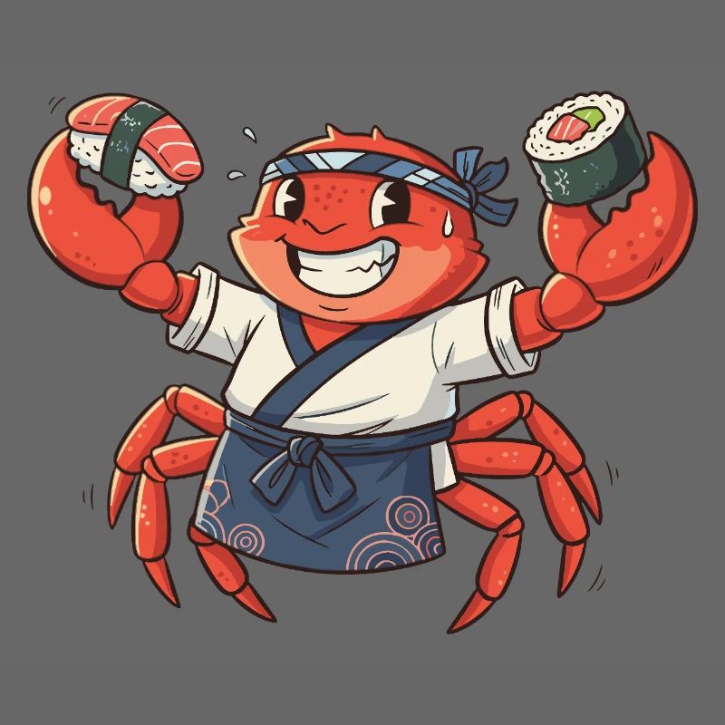 Chef sushi crabe avec coiffe