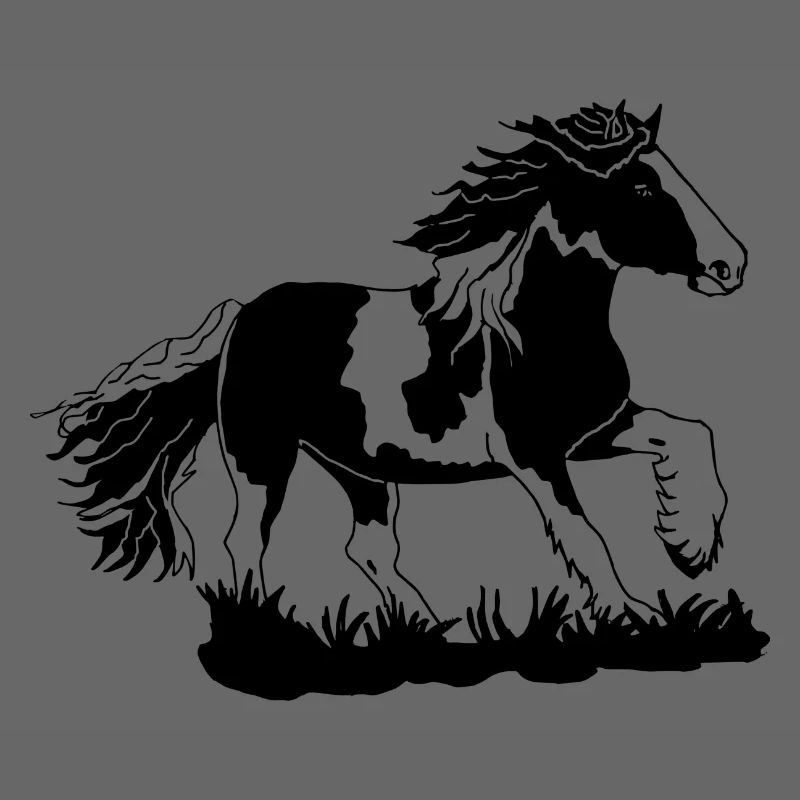 Noble Tinker galloping equestrian horses