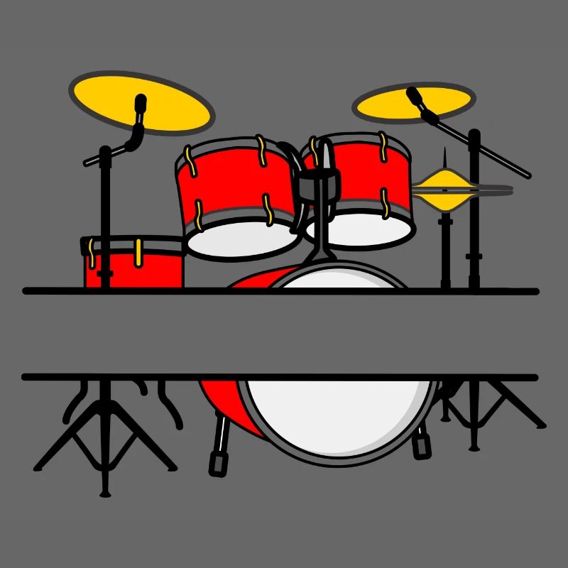 Drum Kit Name Banner Red Logo