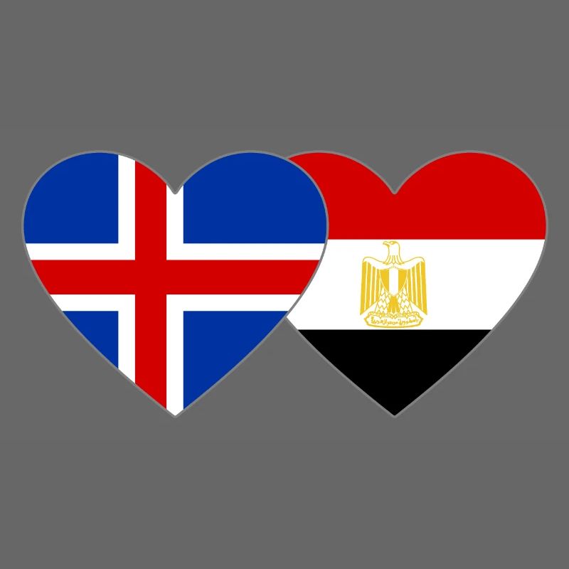 Islande Égypte Drapeau Mains Coeur Forme