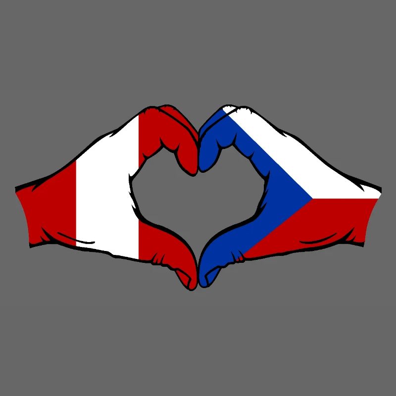 Pérou République tchèque Drapeau Mains Coeur Forme
