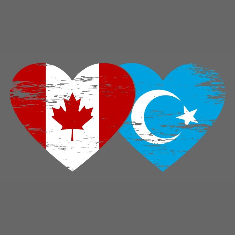 Drapeau du Canada ouïghour coeur utilisé