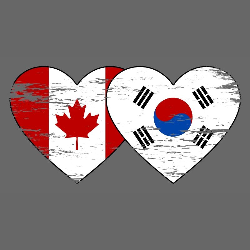 Canada Corée du Sud Drapeau Coeur Utilisé