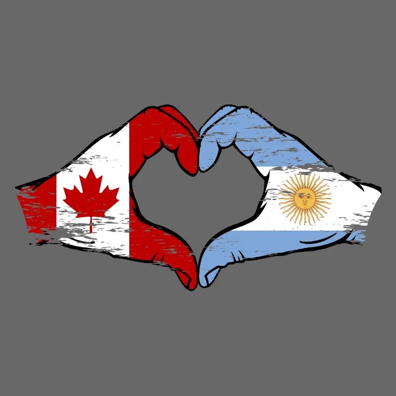 Canada Argentine drapeau mains forme de coeur utilisé