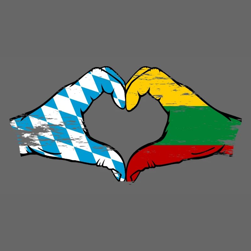 Bavière, Lituanie, drapeau, aiguilles, forme de coeur utilisé