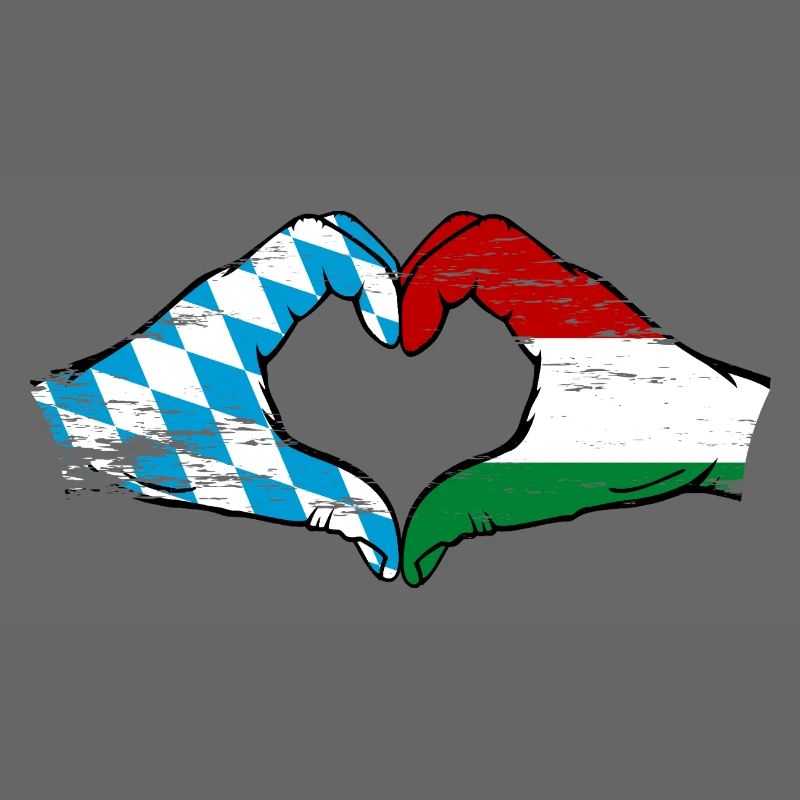Bavière, Hongrie, Drapeau, Aiguilles, Forme de coeur Utilisé