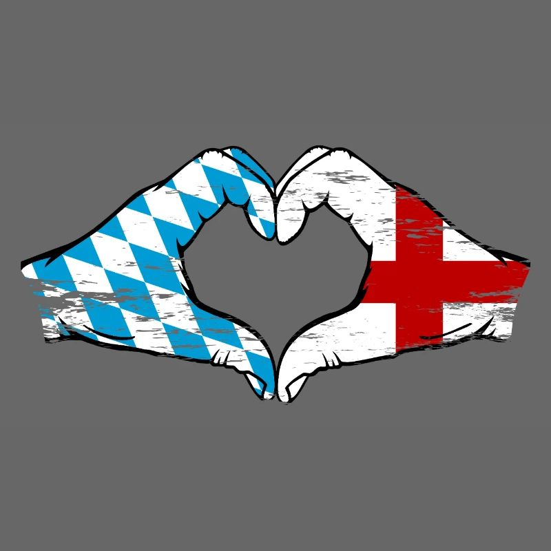 Bayern Angleterre Drapeau Mains Coeur Forme Utilisé