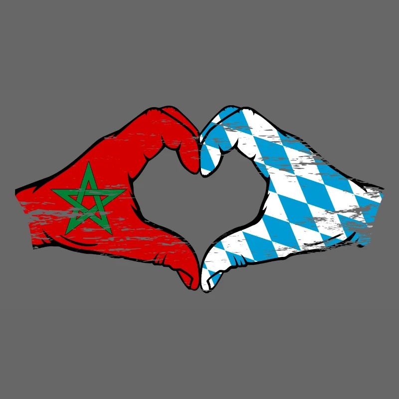 Maroc Bavaroise drapeau mains coeur forme utilisé