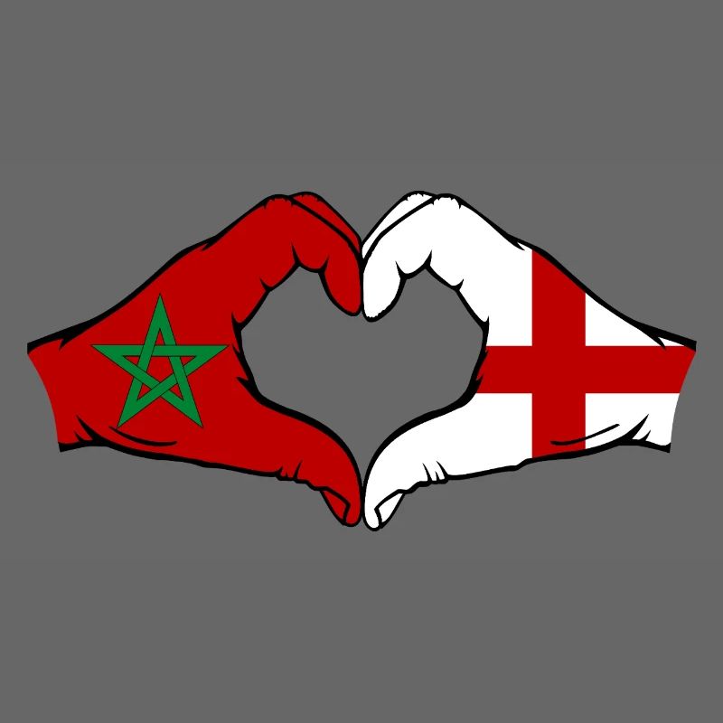 Maroc Angleterre Drapeau Mains Coeur Forme