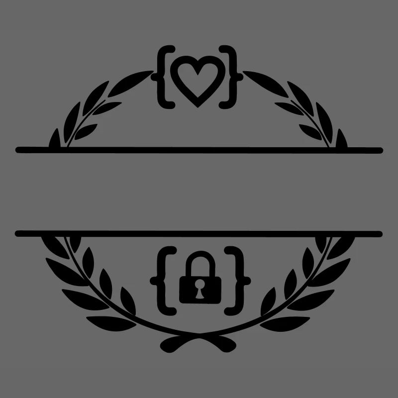 Code with heart and code with lock in laurel wreath m