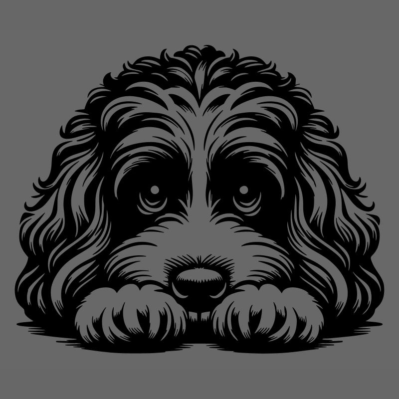Cavapoo Kopf mit Pfoten