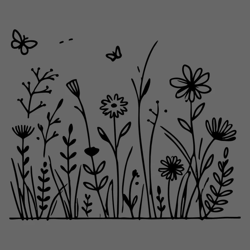 Prairie fleurie avec papillon