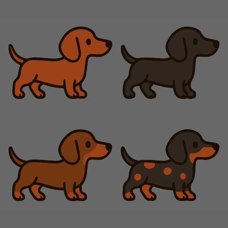 Ensemble d’illustrations de teckel mignon