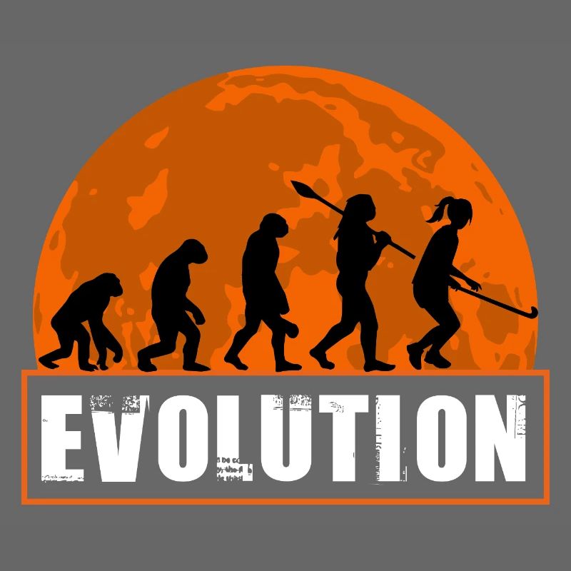 Field Hockey Evolution Silhouette Sunset