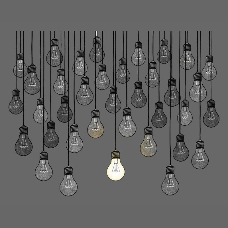Graues Glühbirnen-Array mit einzigartiger Helligkeit