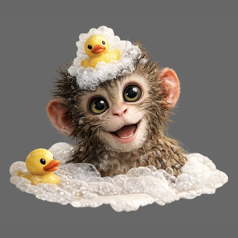 Bathing Time Monkey with Rubber Duck