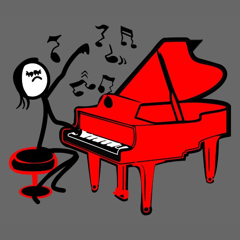 Strichmännchen Rotes Klavier