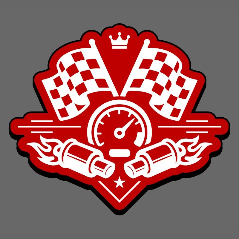 Drapeau de course, compteur de vitesse d'échappement