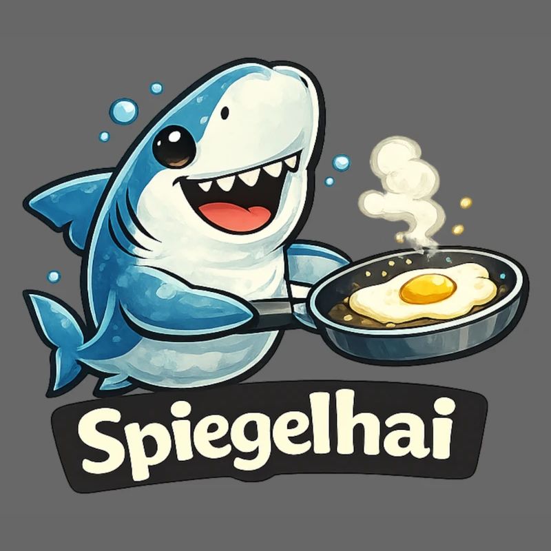 Mirror shark shark with fried egg funny pun