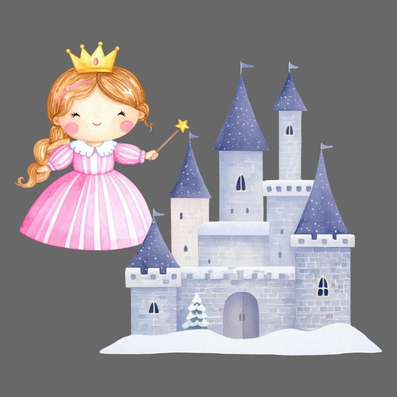 Princesse devant le château de neige