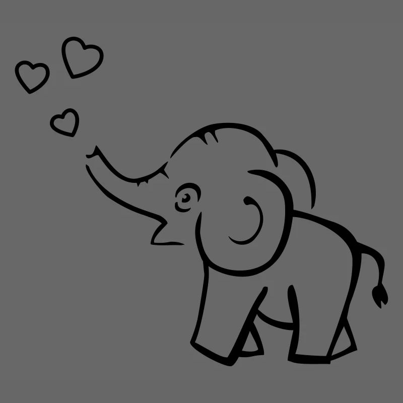 Un éléphant mignon souffle des cœurs