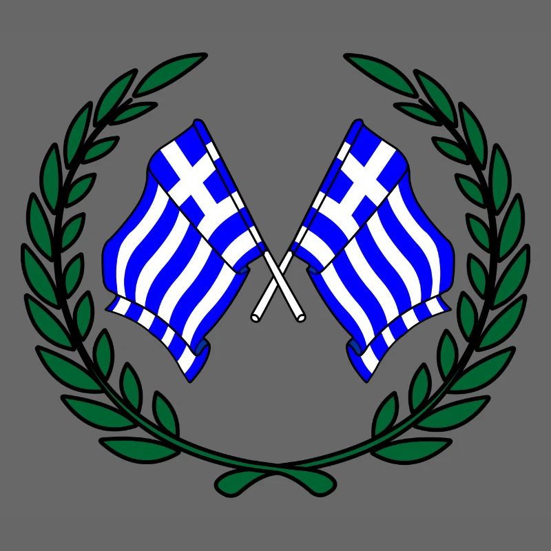 Drapeaux de la Grèce en couronne de laurier