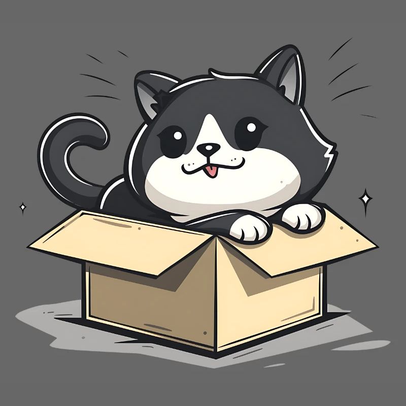 Happy Cat Sitting Inside an Empty Cardboard Box
