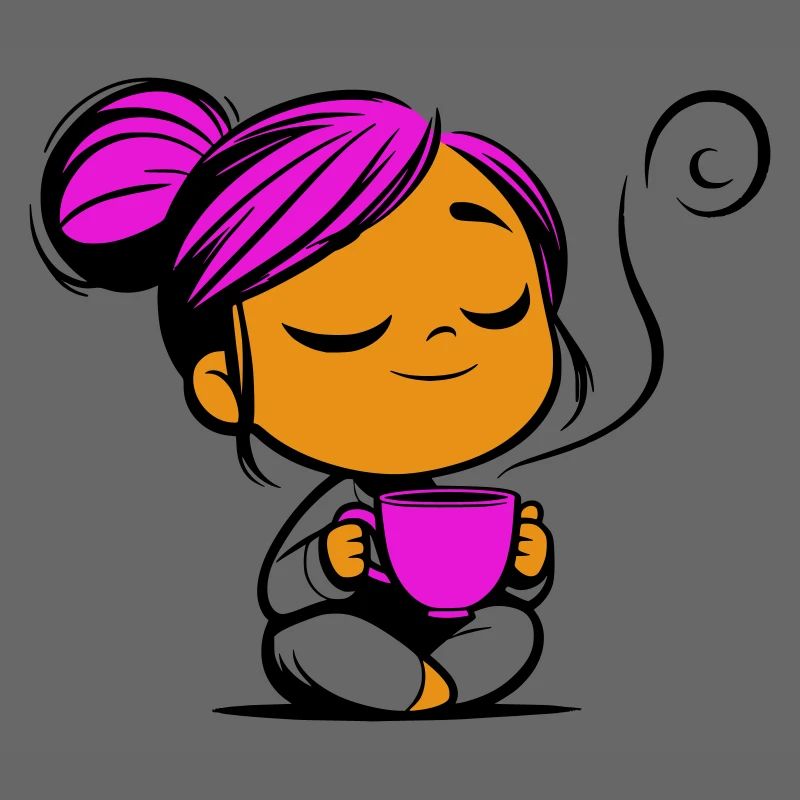 Tassmine enspannt mit einer Tasse Tee oder Kaffee