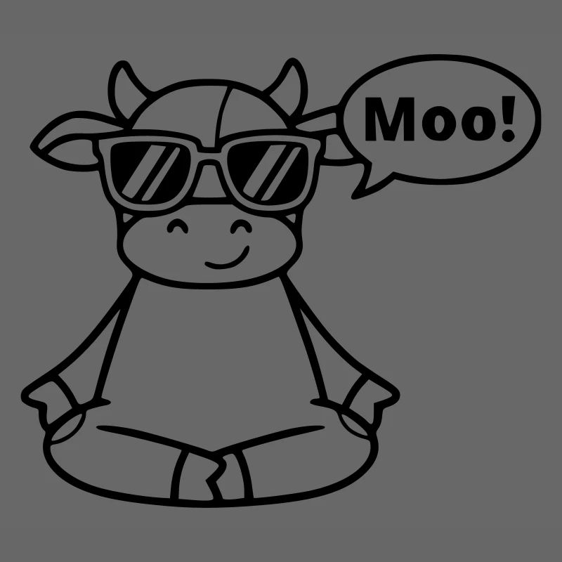 Yoga Cow Meditation Moo Comic Vector