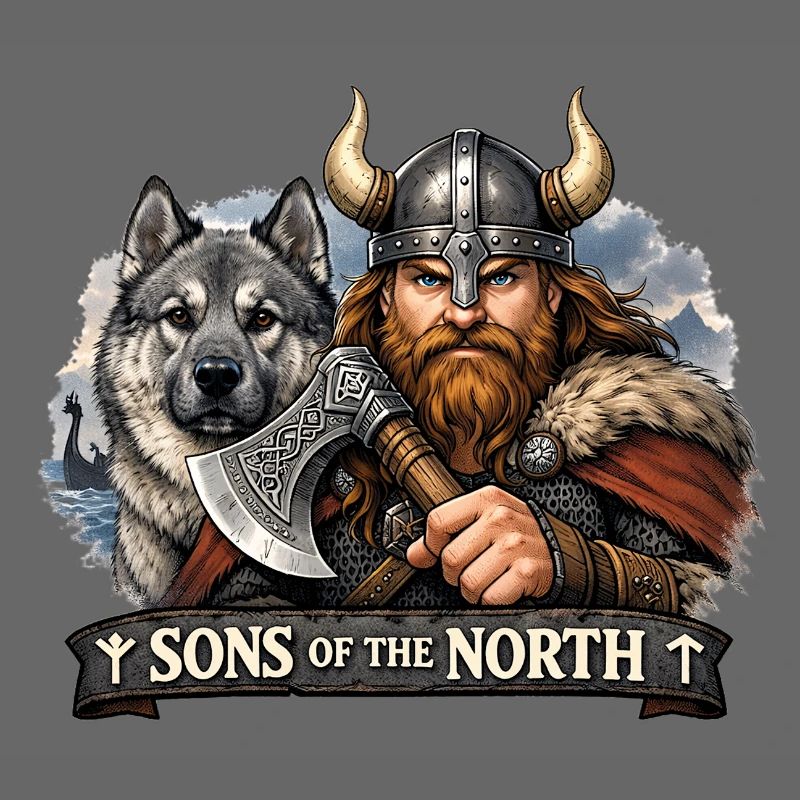 Wikinger mit einem Jagdhund