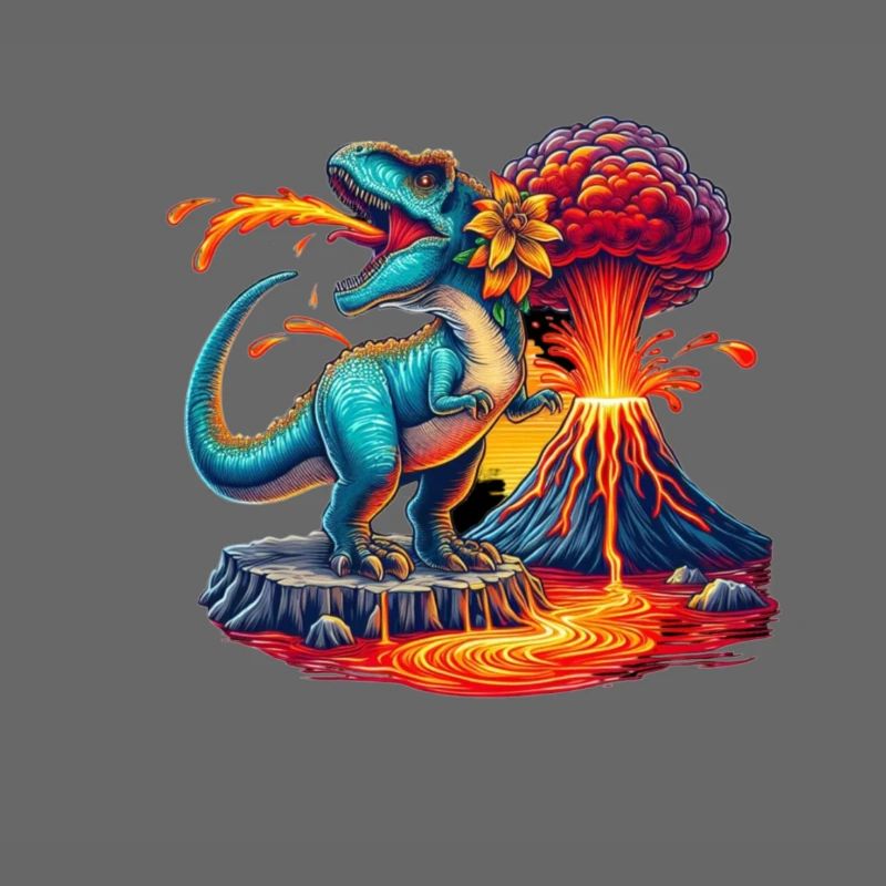Dino Vulkaneruption mit Blume